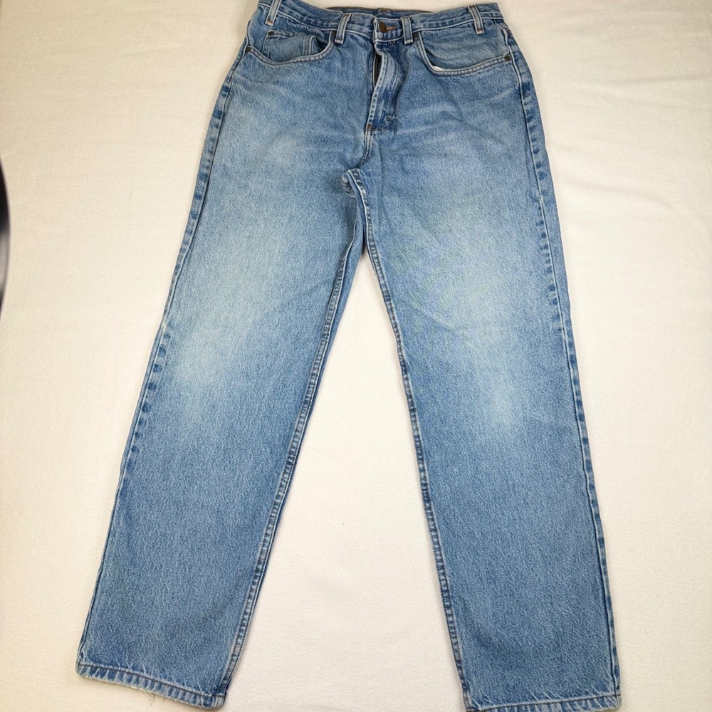 Kirkland Signature Mens Light Wash Straight Leg Denim Jeans 34x32 Blue Cotton